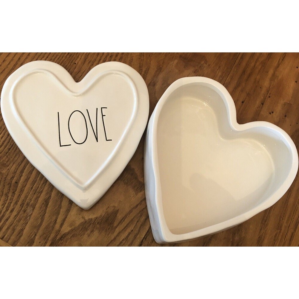 NEW RAE DUNN "LOVE " HEART JEWELRY BOX Trinkets Organizer Ceramic